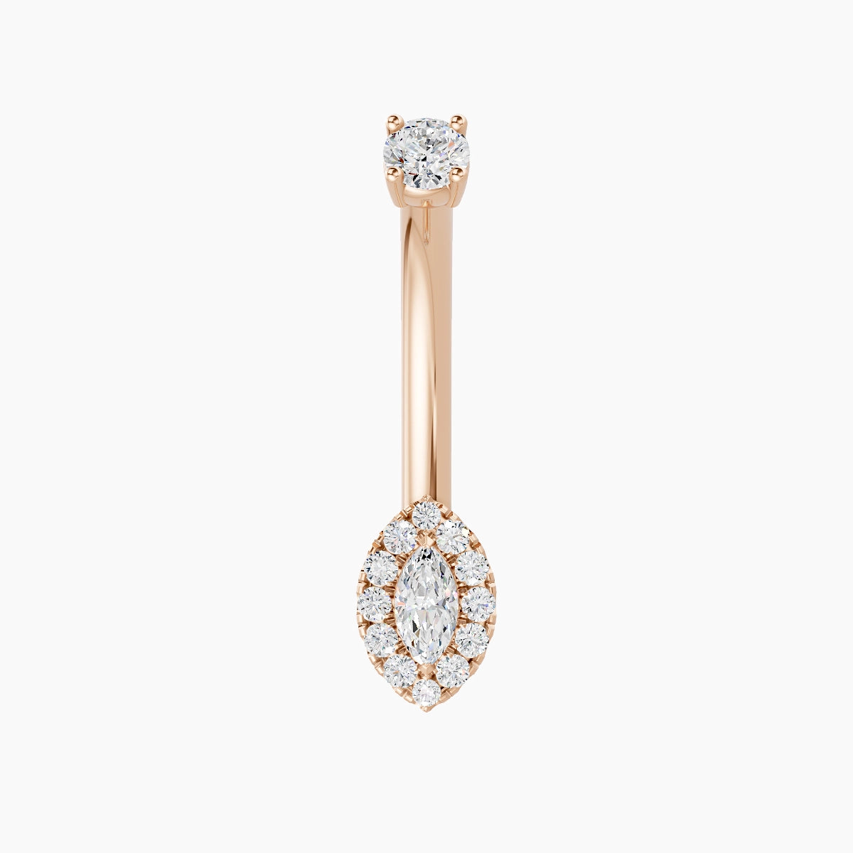 Eirene | 18k Rose Gold 7 mm 10 mm Halo Marquise Diamond Belly Piercing