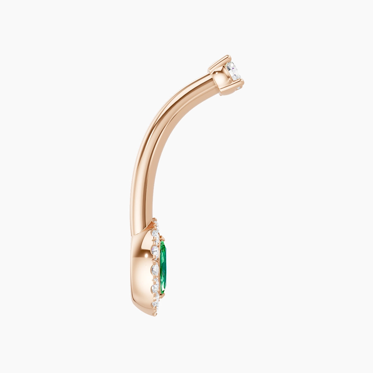 Eirene | 18k Rose Gold 7 mm 10 mm Halo Marquise Emerald & Diamond Belly Piercing