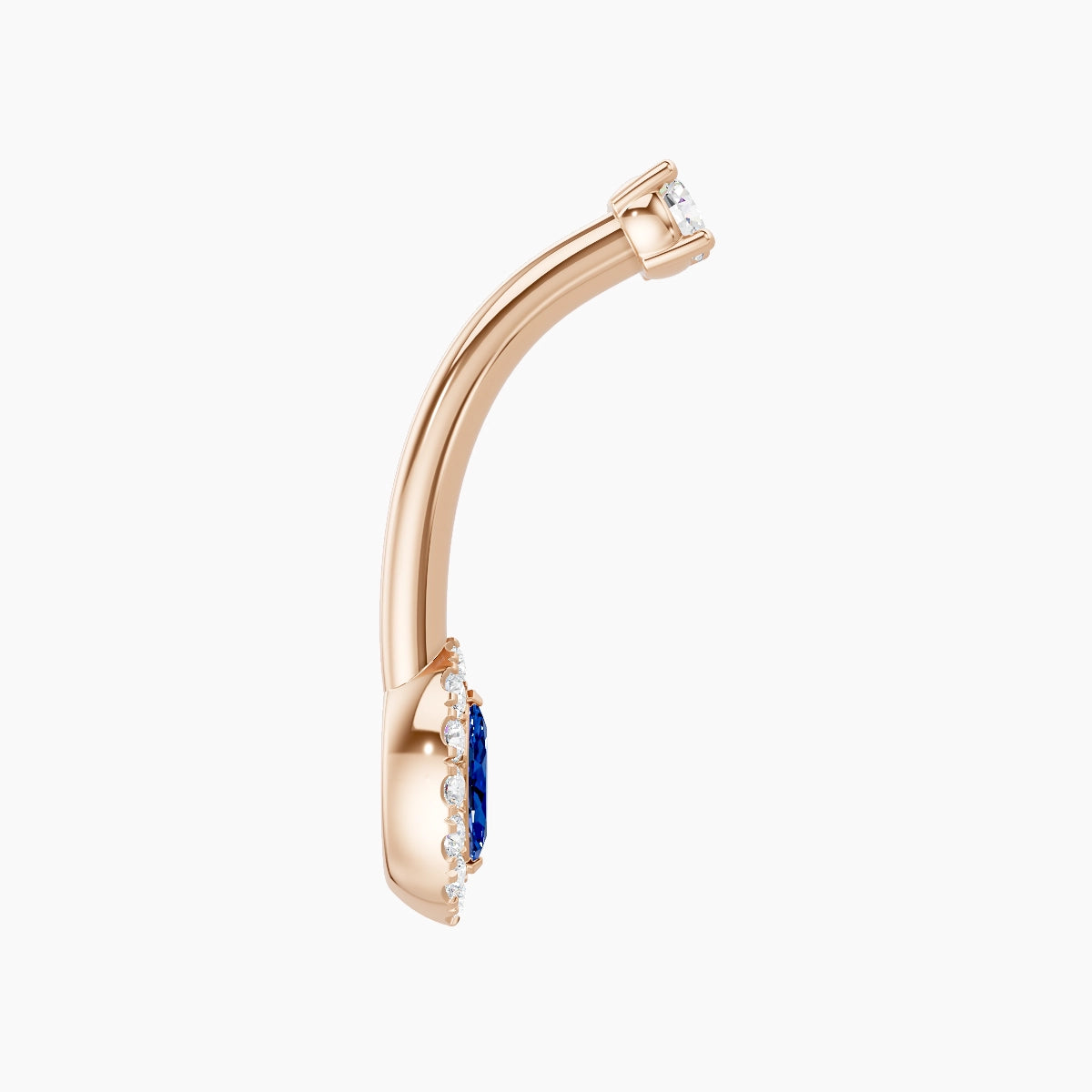 Eirene | 18k Rose Gold 7 mm 10 mm Halo Marquise Sapphire & Diamond Belly Piercing