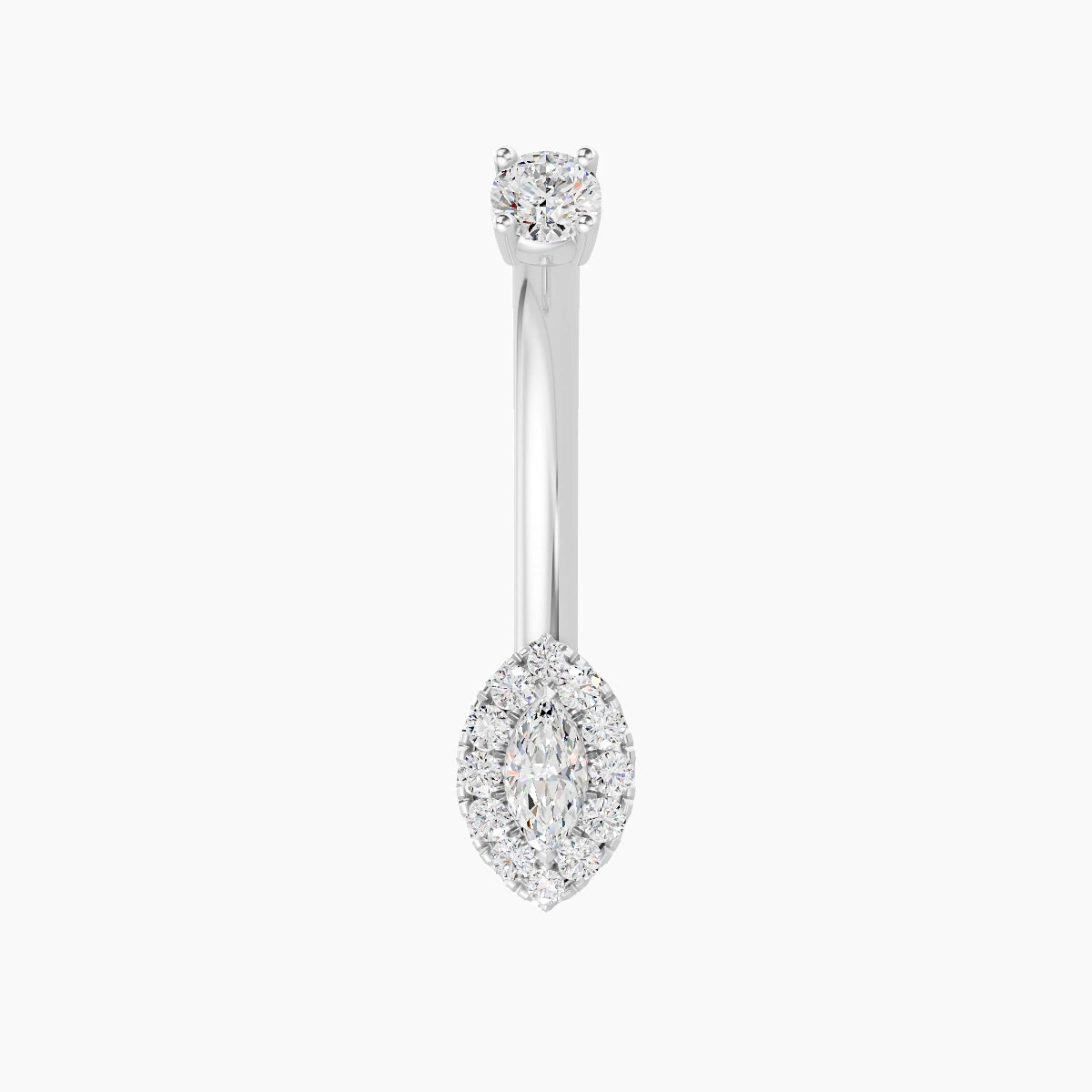 Eirene | 18k White Gold 7 mm 10 mm Halo Marquise Diamond Belly Piercing