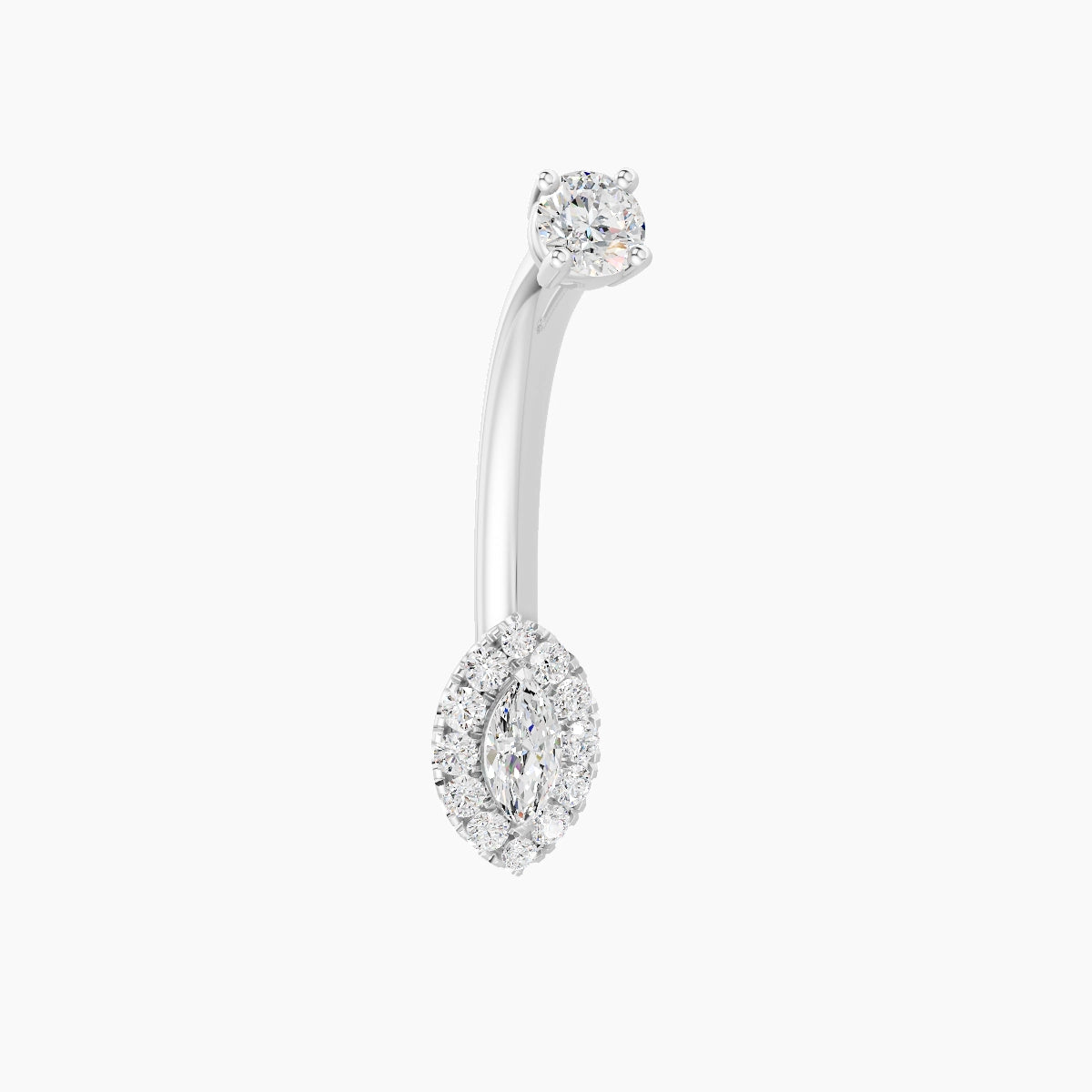 Eirene | 18k White Gold 7 mm 10 mm Halo Marquise Diamond Belly Piercing