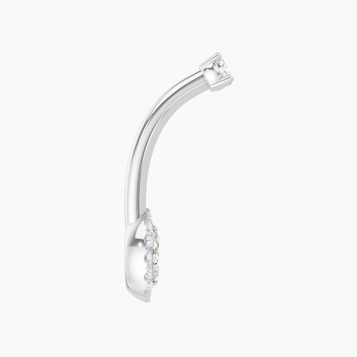 Eirene | 18k White Gold 7 mm 10 mm Halo Marquise Diamond Belly Piercing