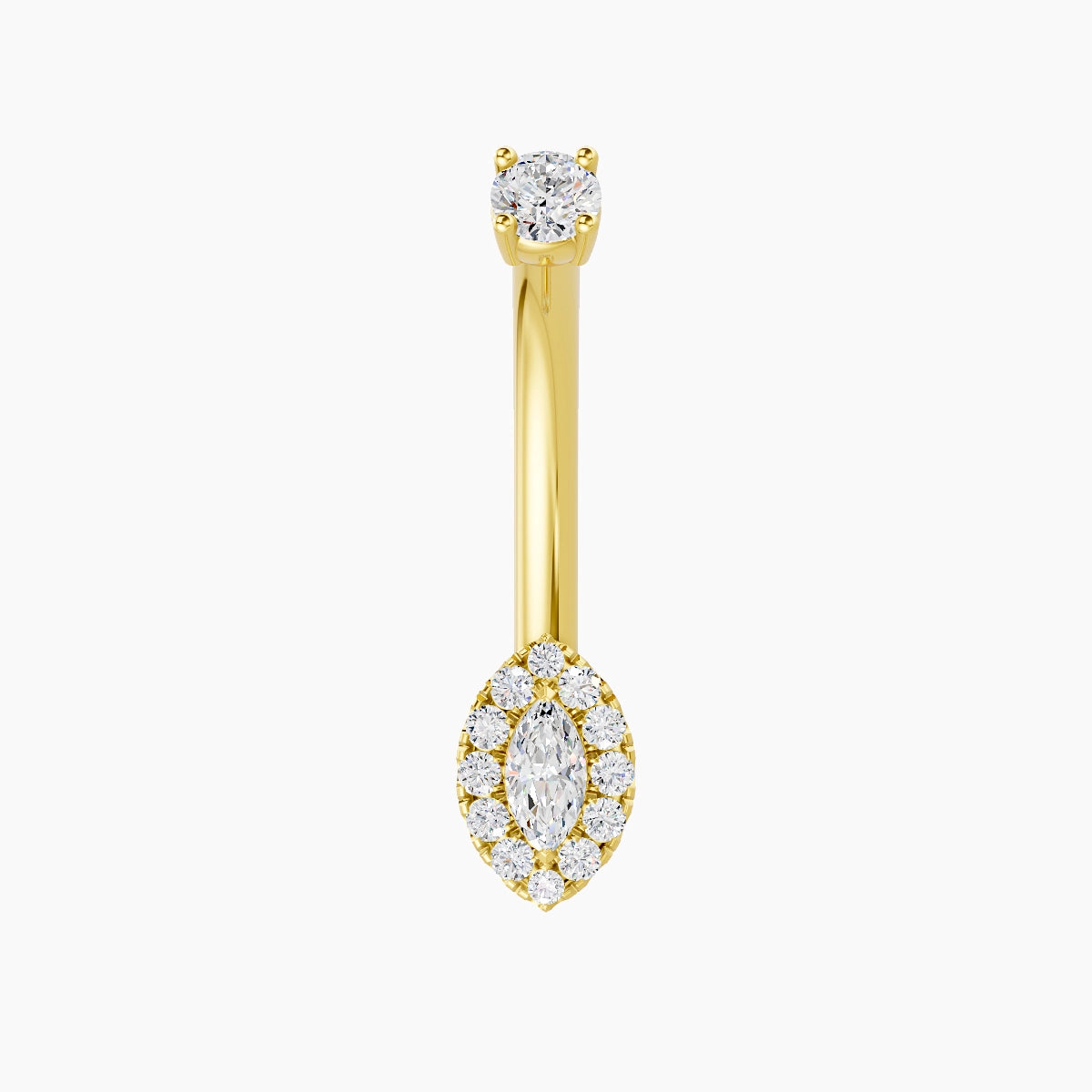 Eirene | 18k Yellow Gold 7 mm 10 mm Halo Marquise Diamond Belly Piercing