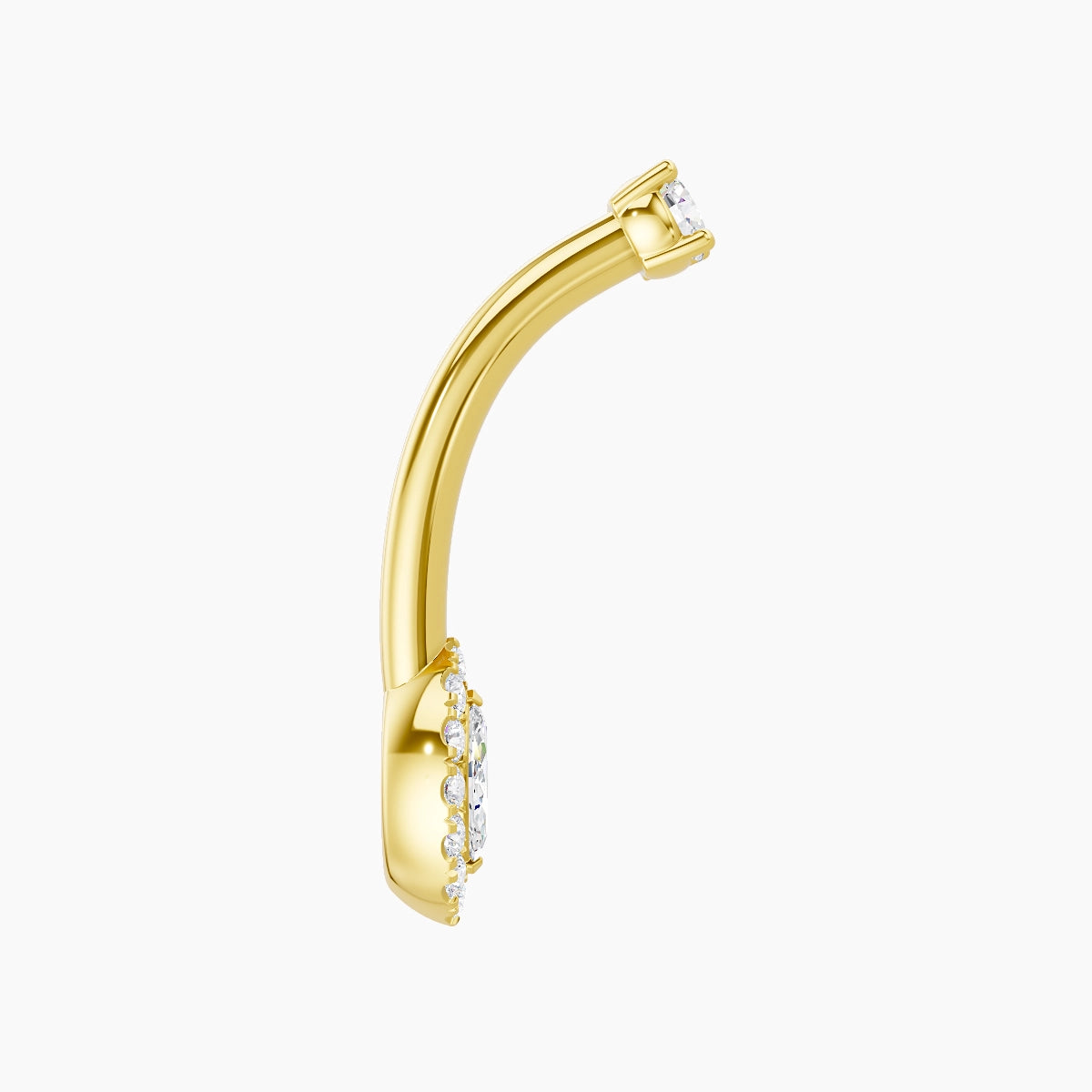 Eirene | 18k Yellow Gold 7 mm 10 mm Halo Marquise Diamond Belly Piercing
