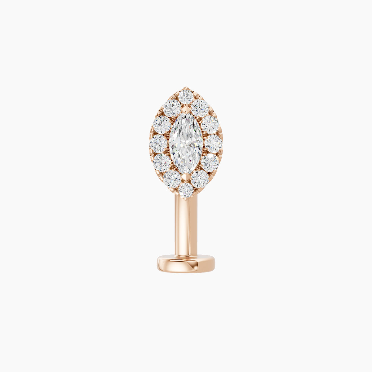 Eirene | 18k Rose Gold 7.5 mm 10 mm Halo Marquise Diamond Floating Navel Piercing