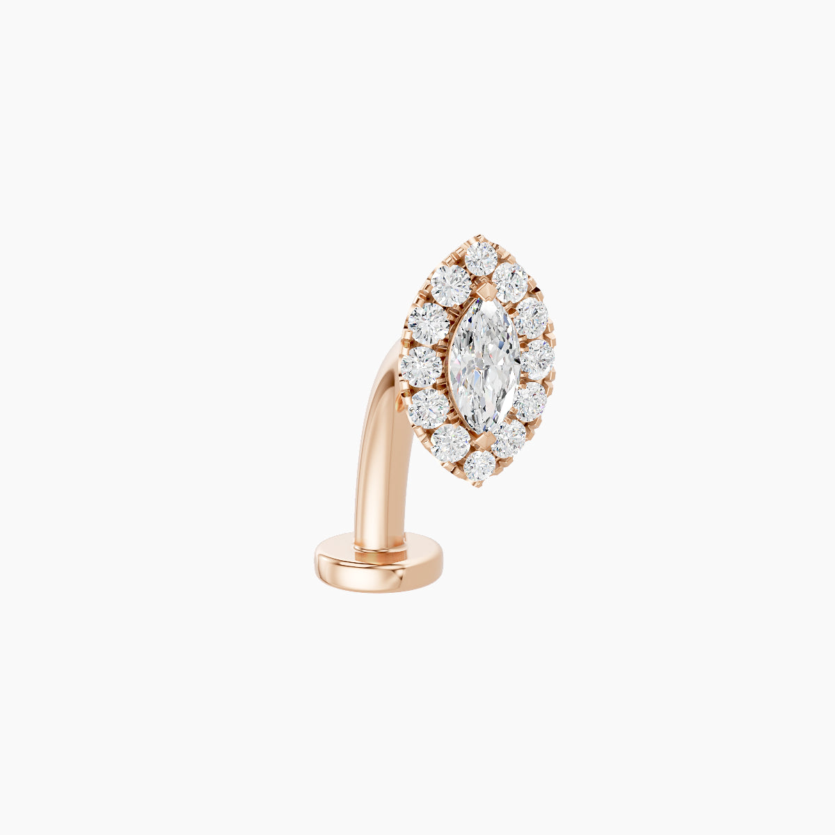Eirene | 18k Rose Gold 7.5 mm 10 mm Halo Marquise Diamond Floating Navel Piercing