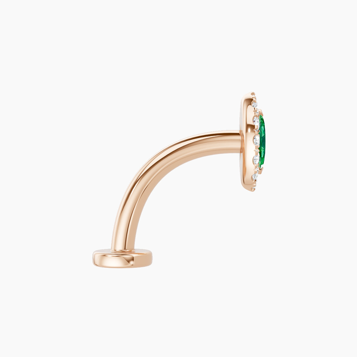 Eirene | 18k Rose Gold 10 mm 7.5 mm Halo Marquise Emerald & Diamond Floating Navel Piercing