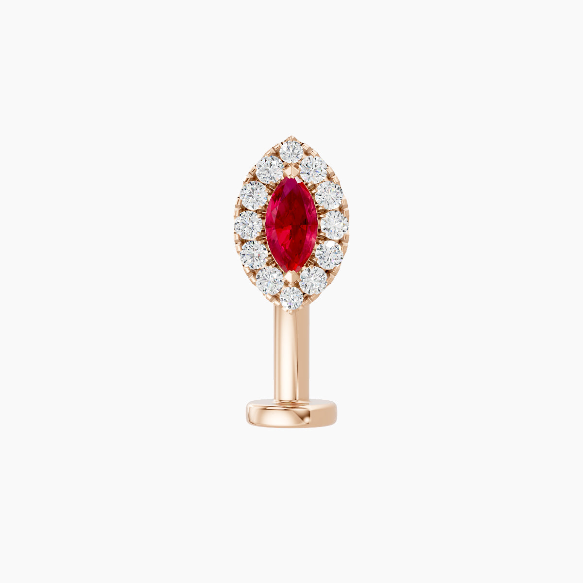 Eirene | 18k Rose Gold 10 mm 7.5 mm Halo Marquise Ruby & Diamond Floating Navel Piercing