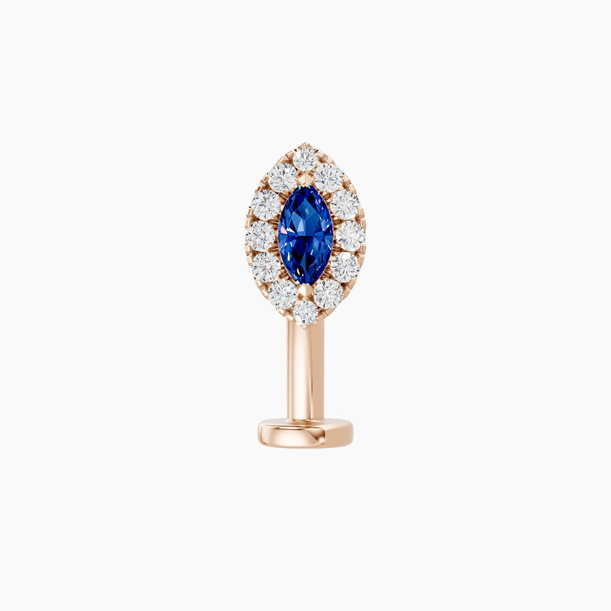 Eirene | 18k Rose Gold 10 mm 7.5 mm Halo Marquise Sapphire & Diamond Floating Navel Piercing