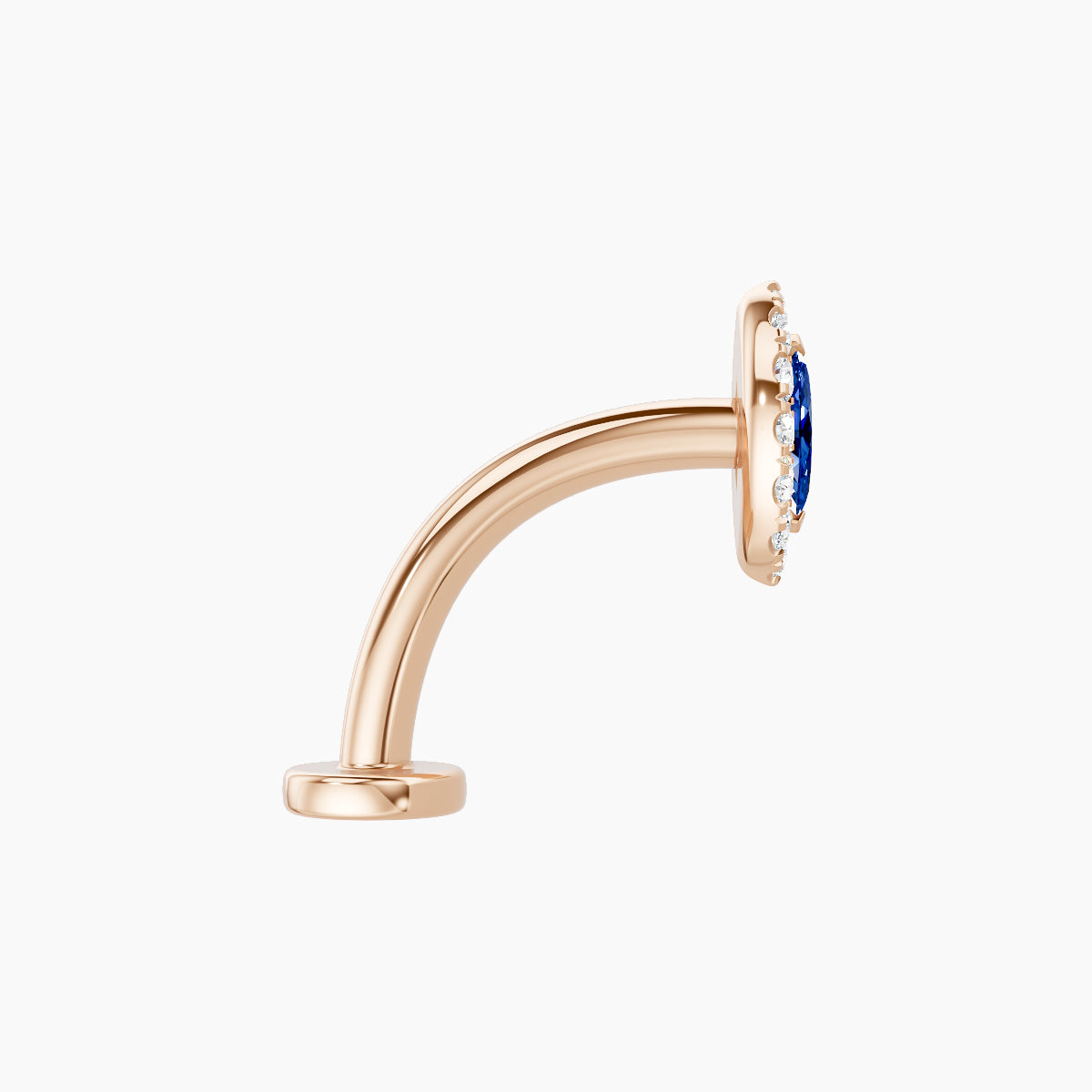 Eirene | 18k Rose Gold 10 mm 7.5 mm Halo Marquise Sapphire & Diamond Floating Navel Piercing