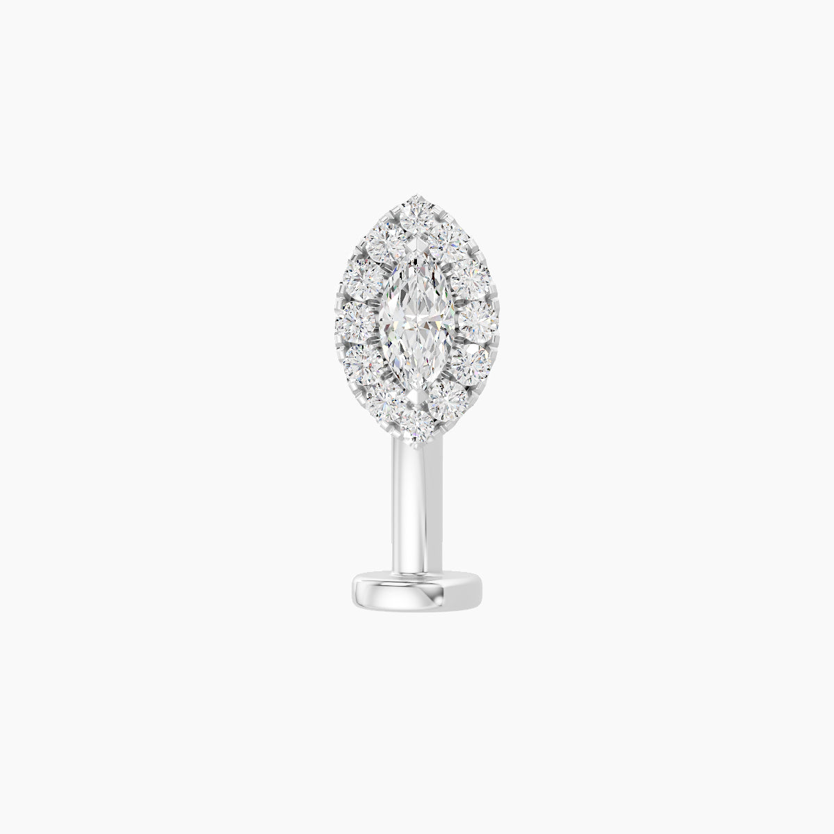 Eirene | 18k White Gold 7.5 mm 10 mm Halo Marquise Diamond Floating Navel Piercing