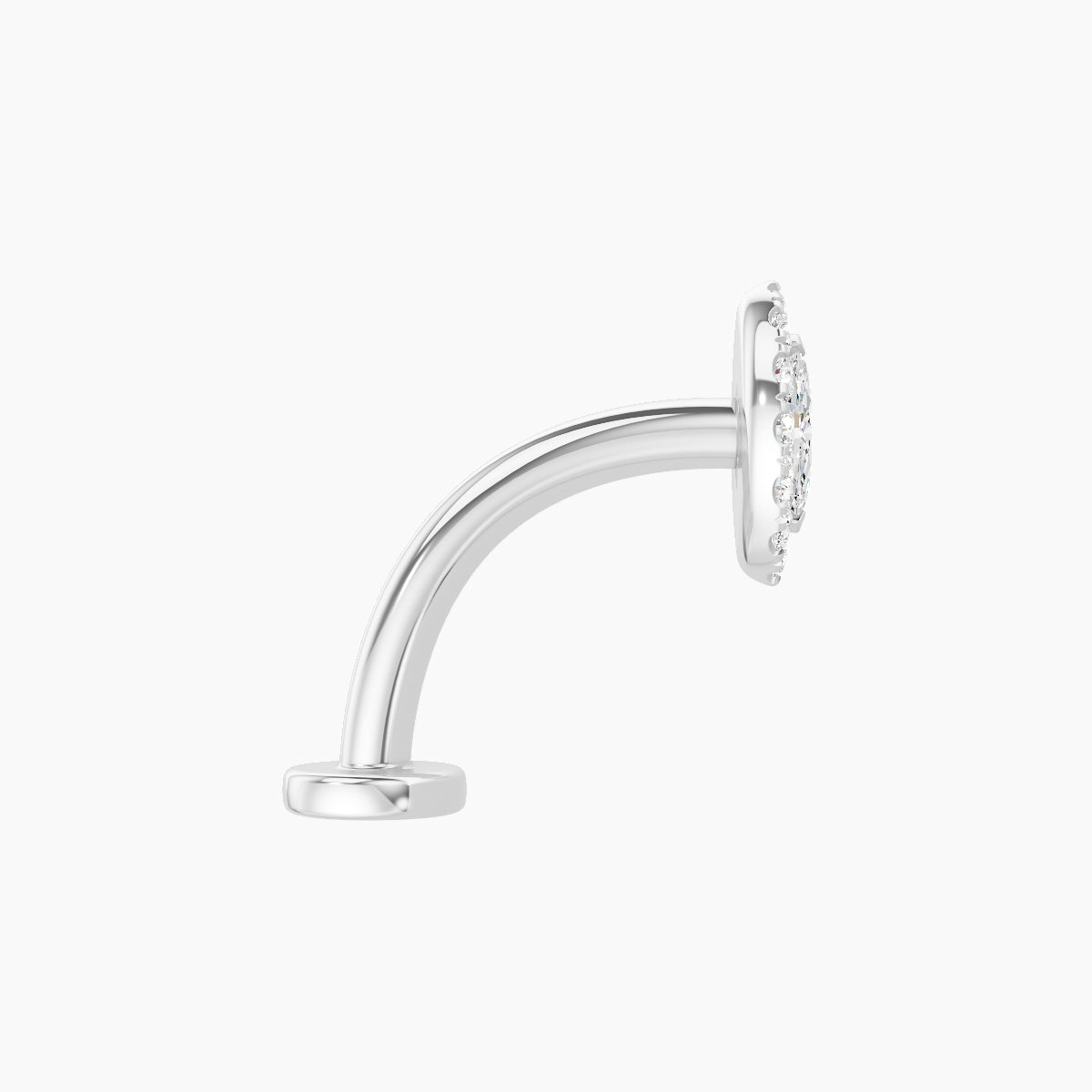 Eirene | 18k White Gold 7.5 mm 10 mm Halo Marquise Diamond Floating Navel Piercing
