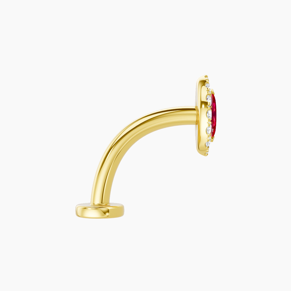 Eirene | 18k Yellow Gold 10 mm 7.5 mm Halo Marquise Ruby & Diamond Floating Navel Piercing