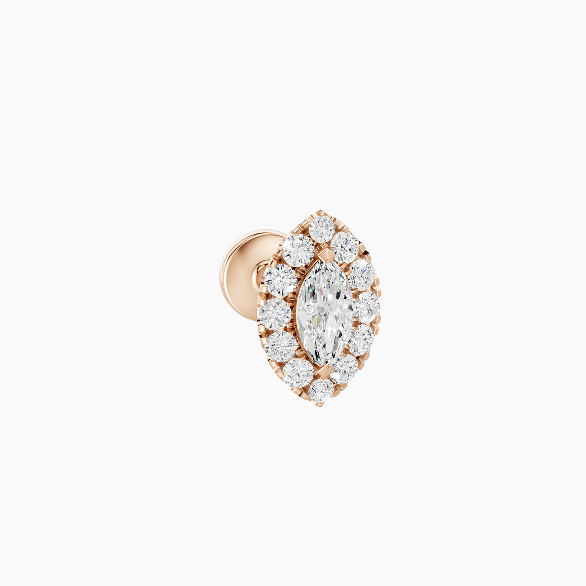 Eirene | 18k Rose Gold 7.5 mm 5 mm Halo Marquise Diamond Piercing