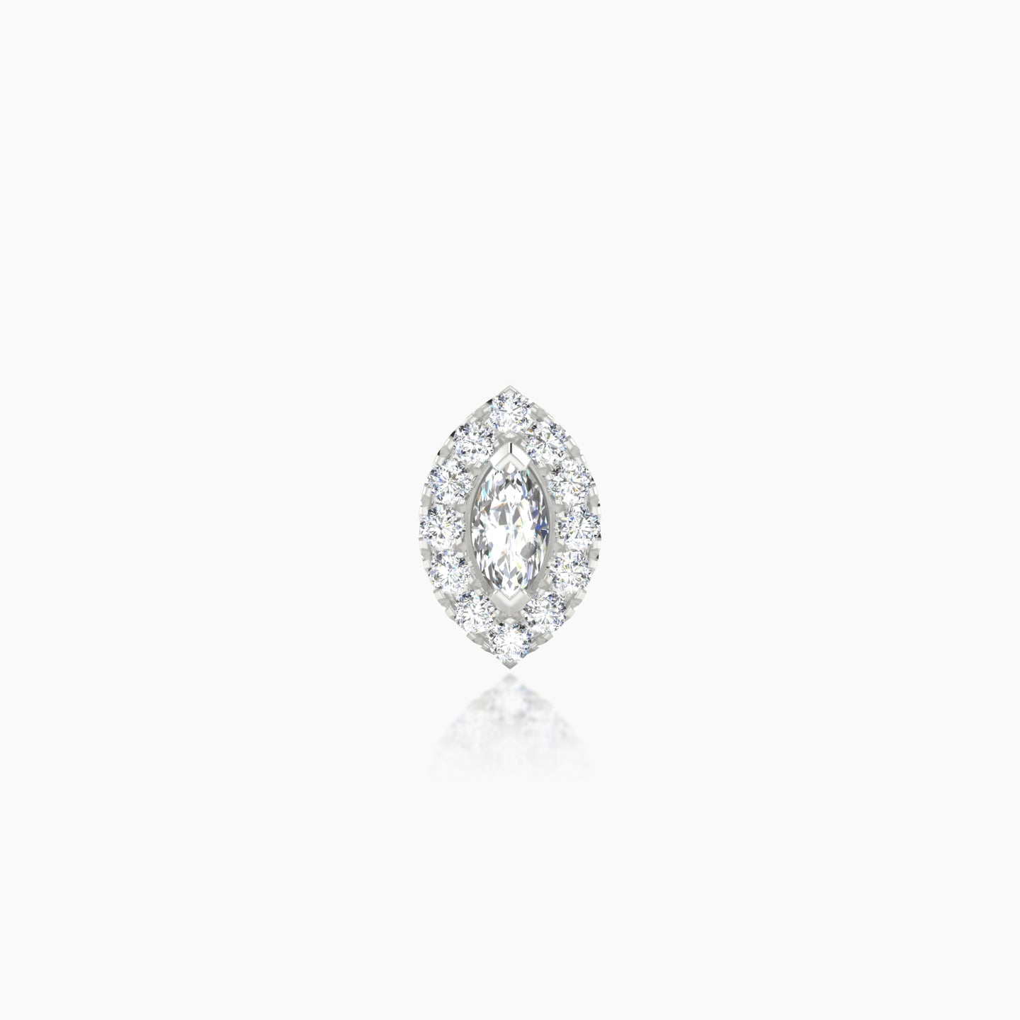 Eirene | 18k White Gold 8 mm 5 mm Halo Marquise Diamond Piercing