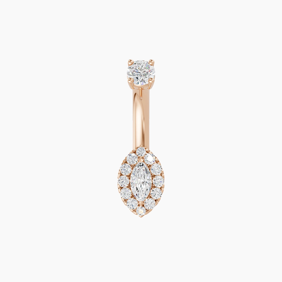 Eirene | 18k Rose Gold 7 mm 6 mm Halo Marquise Diamond Belly Piercing