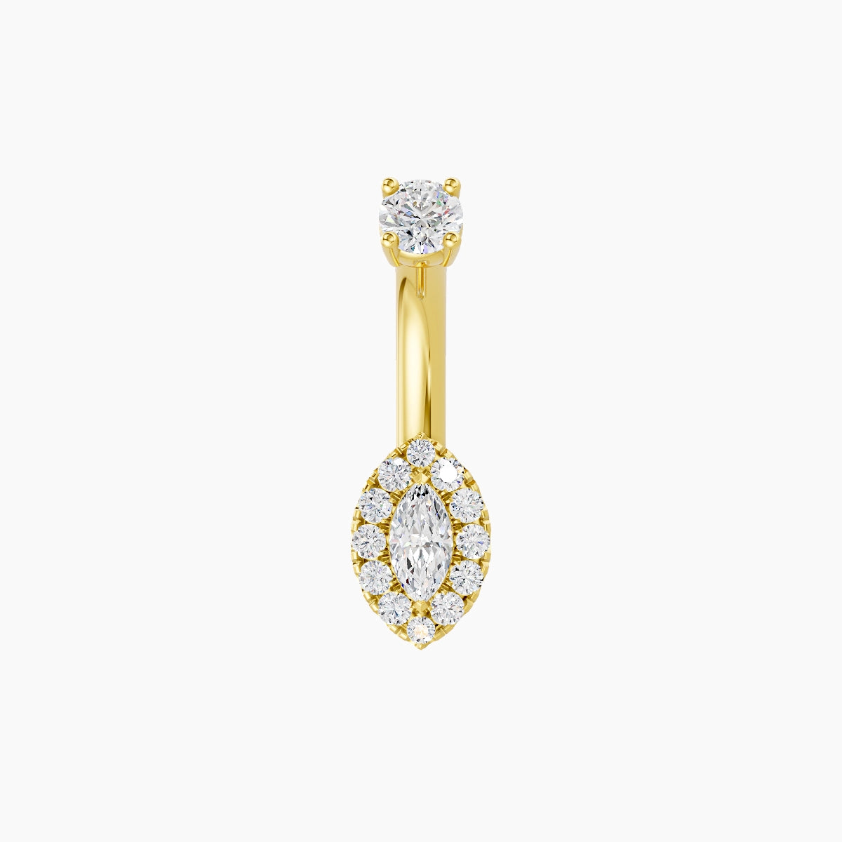 Eirene | 18k Yellow Gold 7 mm 6 mm Halo Marquise Diamond Belly Piercing
