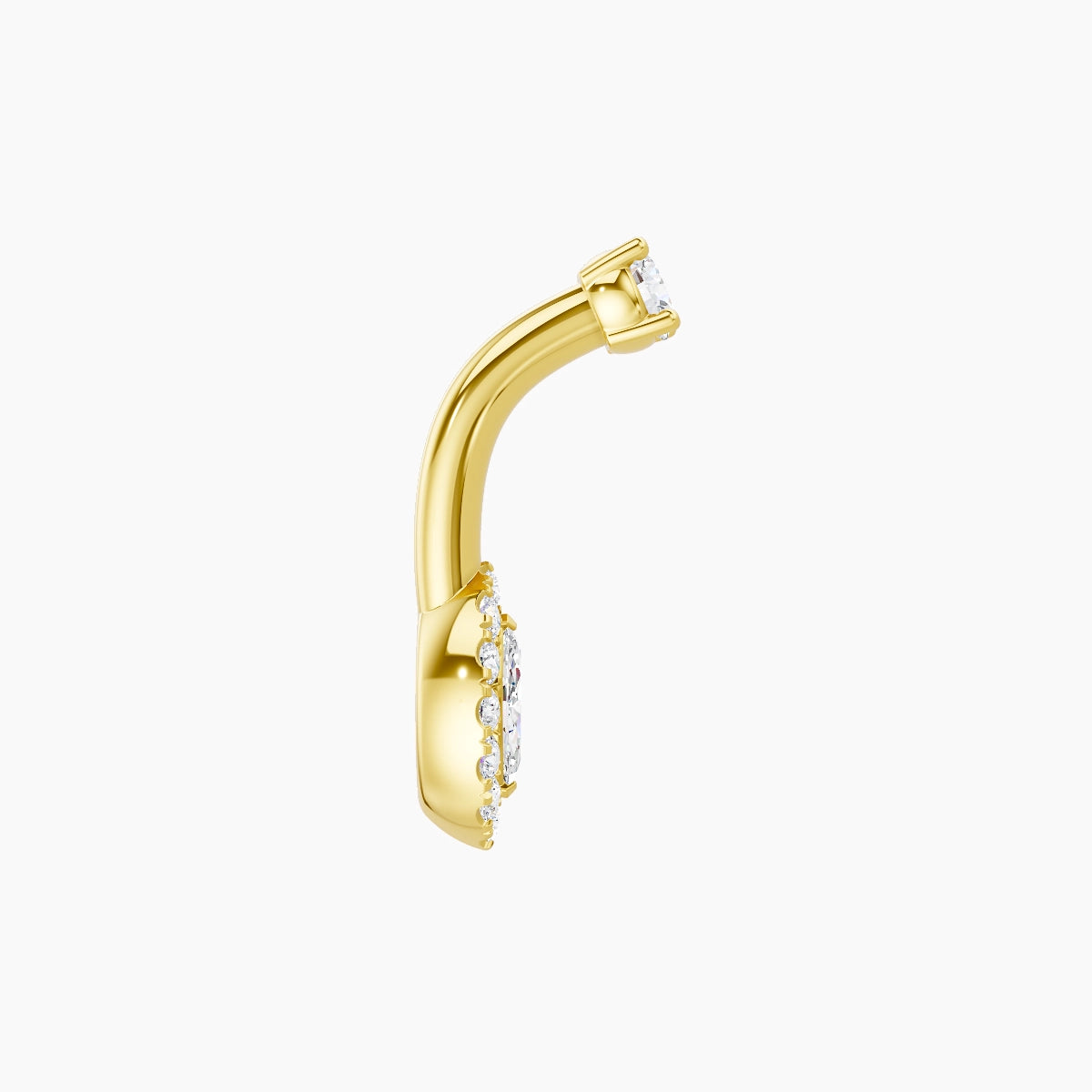 Eirene | 18k Yellow Gold 7 mm 6 mm Halo Marquise Diamond Belly Piercing