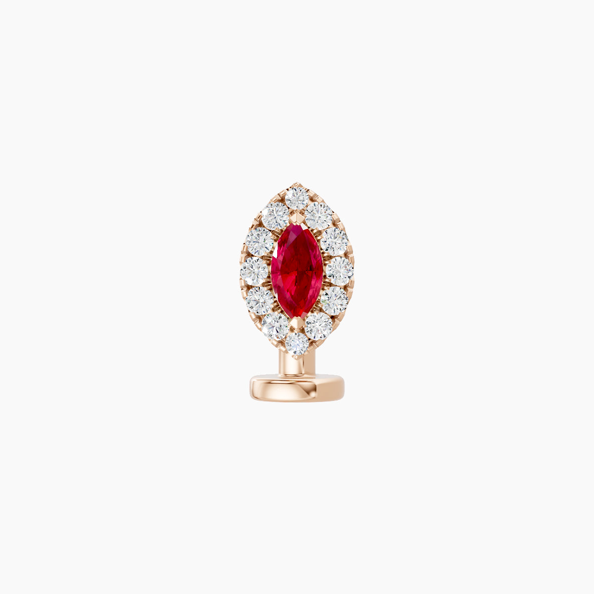 Eirene | 18k Rose Gold 6 mm 7.5 mm Halo Marquise Ruby & Diamond Floating Navel Piercing