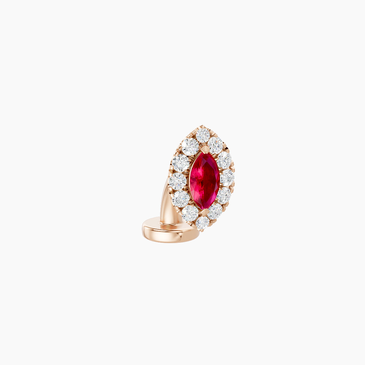 Eirene | 18k Rose Gold 6 mm 7.5 mm Halo Marquise Ruby & Diamond Floating Navel Piercing