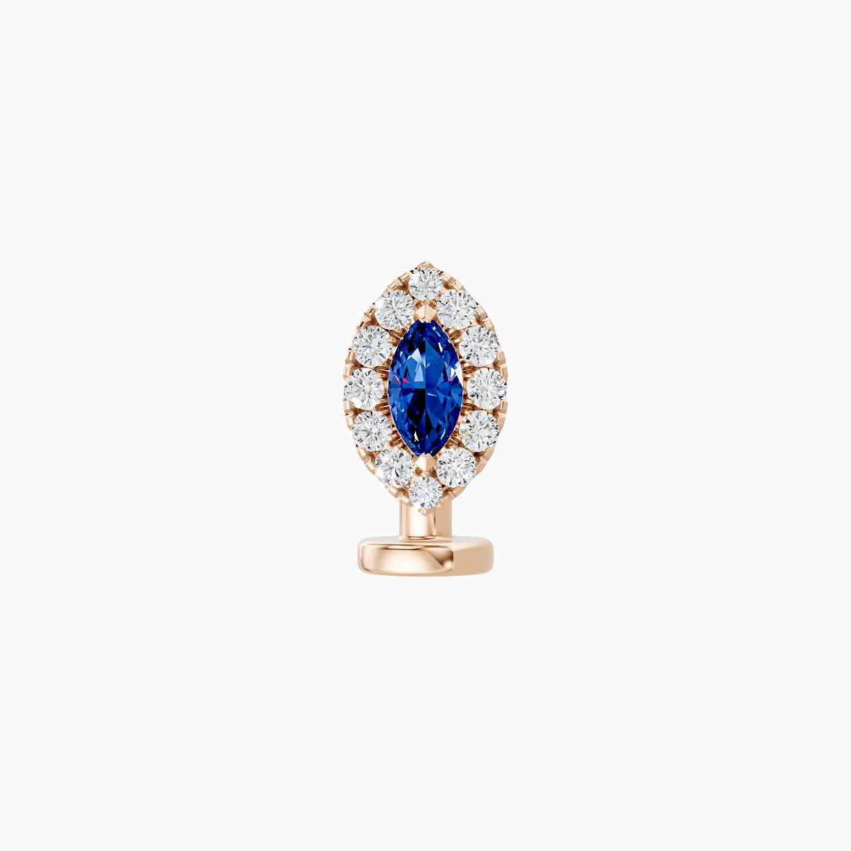 Eirene | 18k Rose Gold 6 mm 7.5 mm Halo Marquise Sapphire & Diamond Floating Navel Piercing