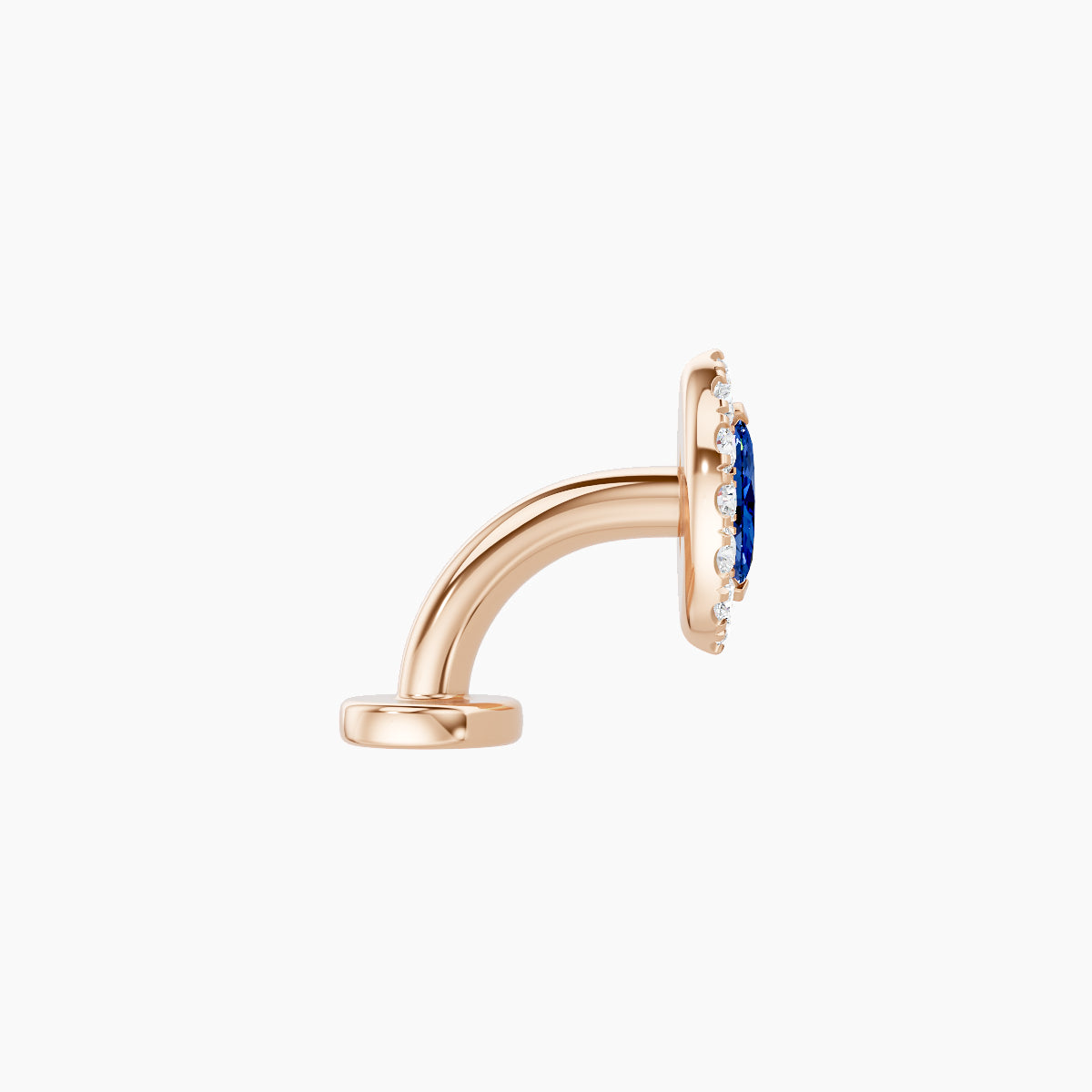 Eirene | 18k Rose Gold 6 mm 7.5 mm Halo Marquise Sapphire & Diamond Floating Navel Piercing