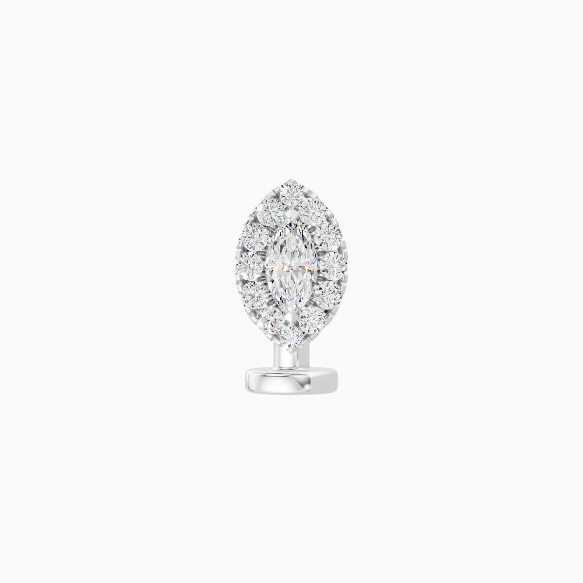 Eirene | 18k White Gold 7.5 mm 6 mm Halo Marquise Diamond Floating Navel Piercing
