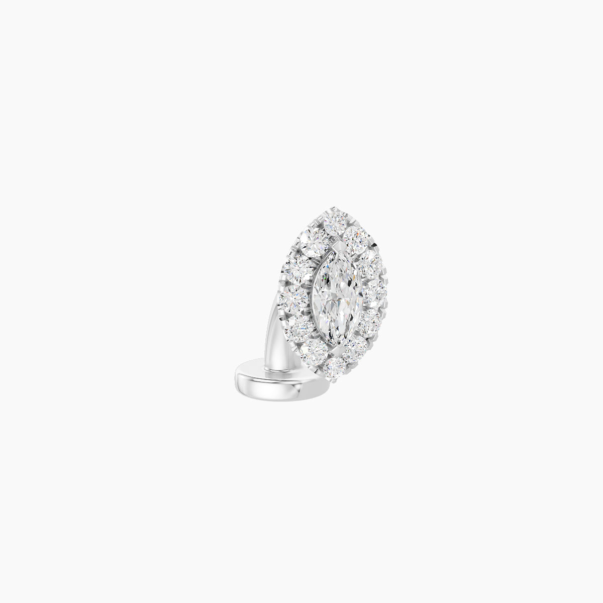 Eirene | 18k White Gold 7.5 mm 6 mm Halo Marquise Diamond Floating Navel Piercing