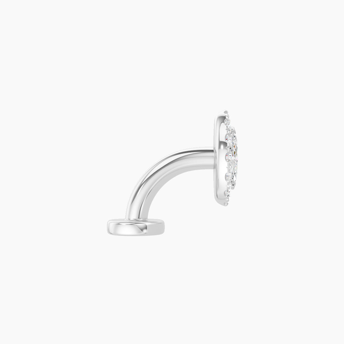 Eirene | 18k White Gold 7.5 mm 6 mm Halo Marquise Diamond Floating Navel Piercing