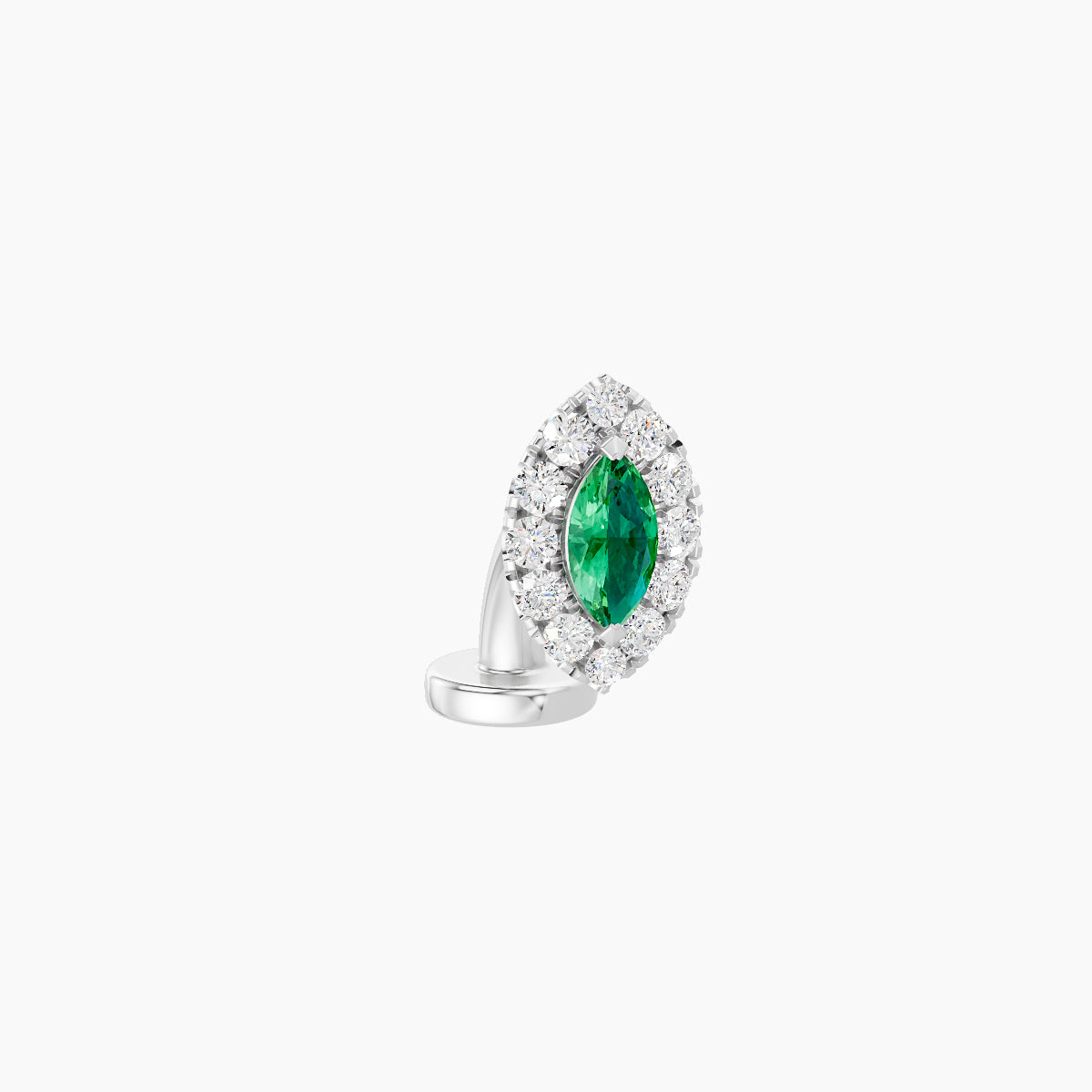 Eirene | 18k White Gold 6 mm 7.5 mm Halo Marquise Emerald & Diamond Floating Navel Piercing