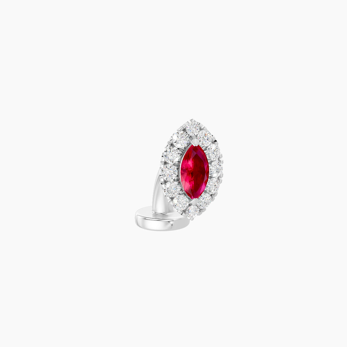 Eirene | 18k White Gold 6 mm 7.5 mm Halo Marquise Ruby & Diamond Floating Navel Piercing