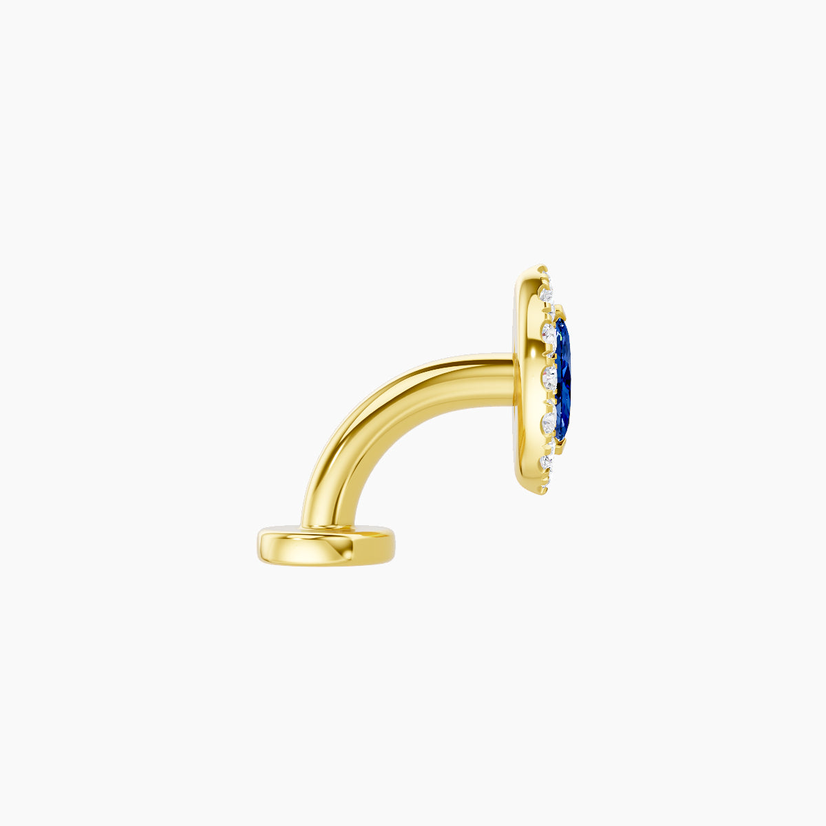 Eirene | 18k Yellow Gold 6 mm 7.5 mm Halo Marquise Sapphire & Diamond Floating Navel Piercing