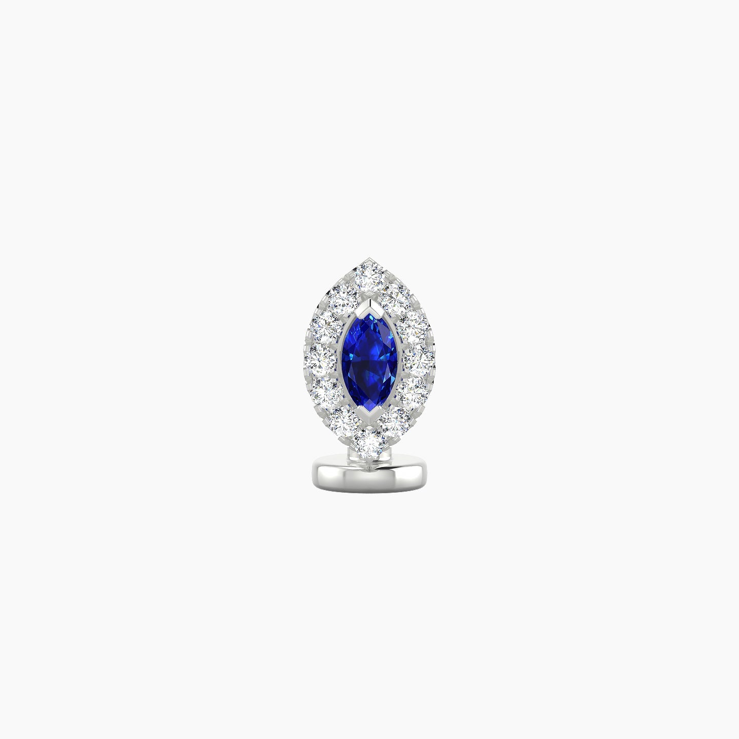 Eirene | 18k White Gold 6 mm 8 mm Halo Marquise Sapphire & Diamond Floating Navel Piercing