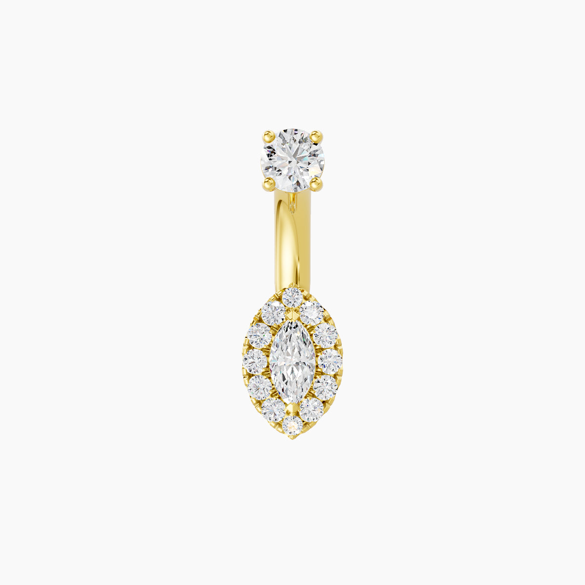 Eirene | 18k Yellow Gold 7.5 mm 6 mm Halo Marquise Diamond Navel Piercing