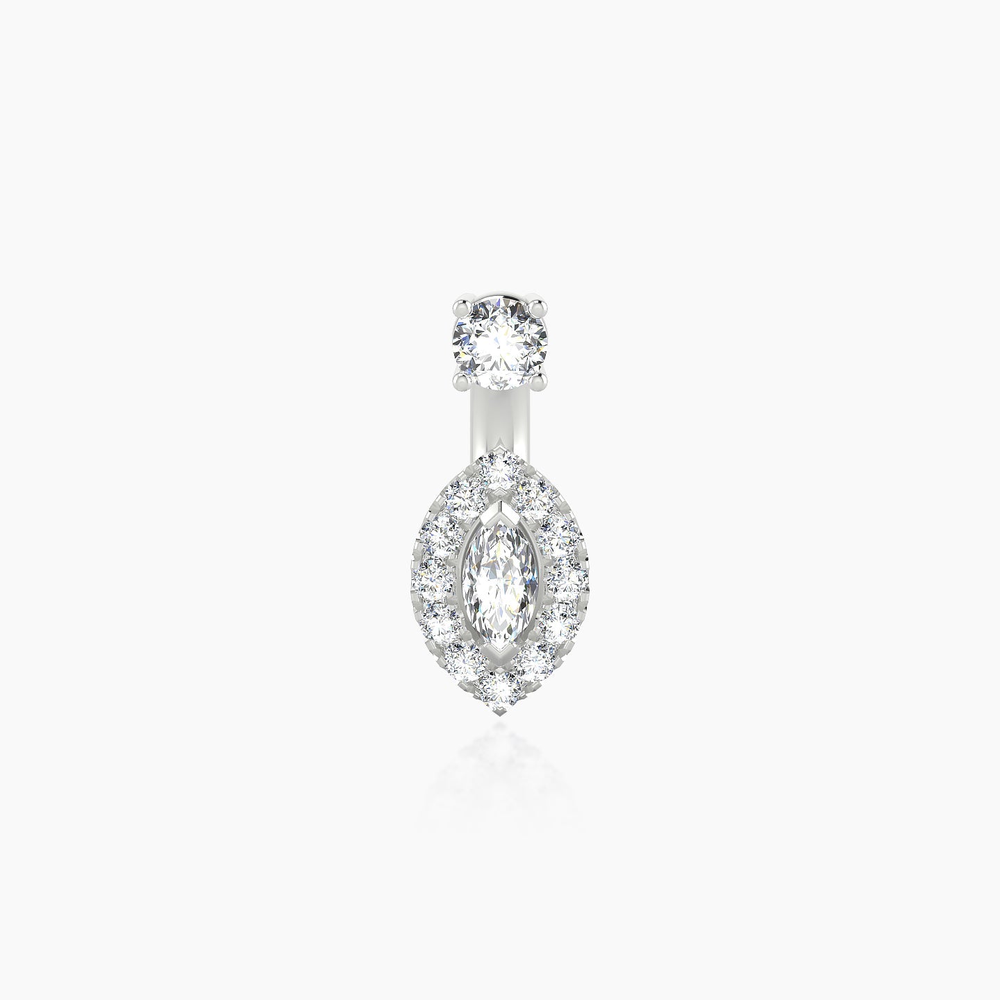 Eirene | 18k White Gold 6 mm 8 mm Halo Marquise Diamond Navel Piercing