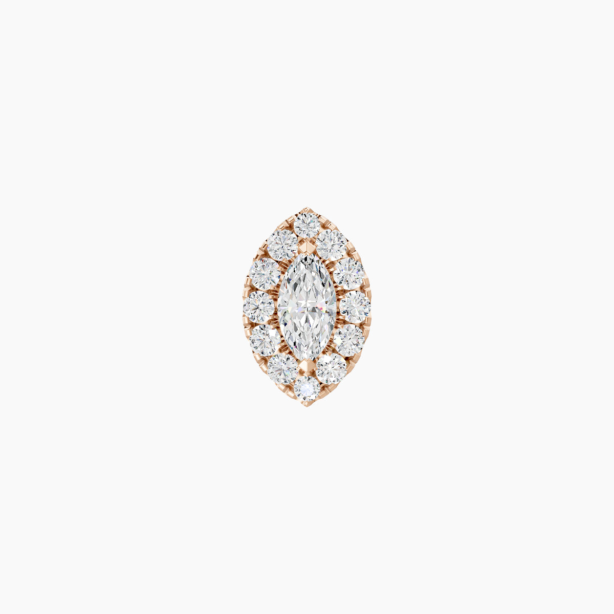 Eirene | 18k Rose Gold 7.5 mm 6.5 mm Halo Marquise Diamond Piercing