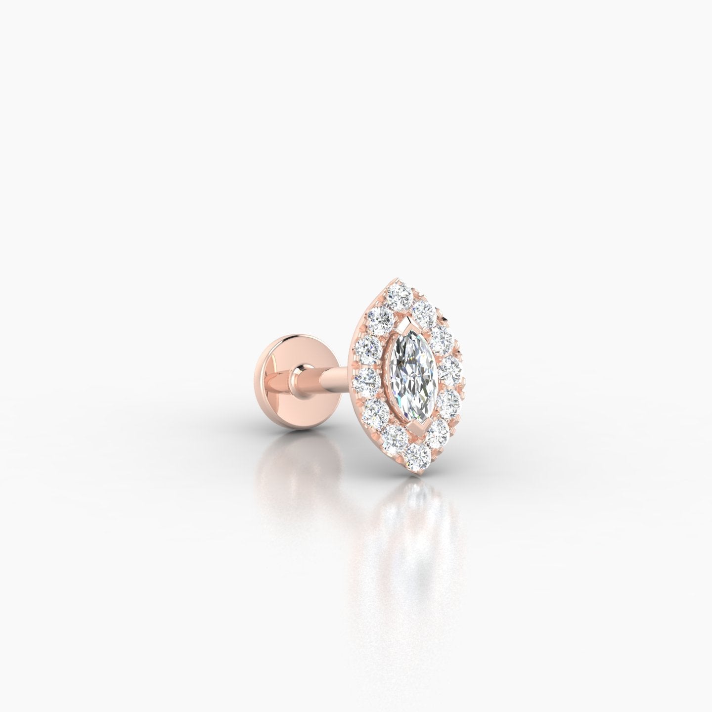 Eirene | 18k Rose Gold 8 mm 6.5 mm Halo Marquise Diamond Piercing