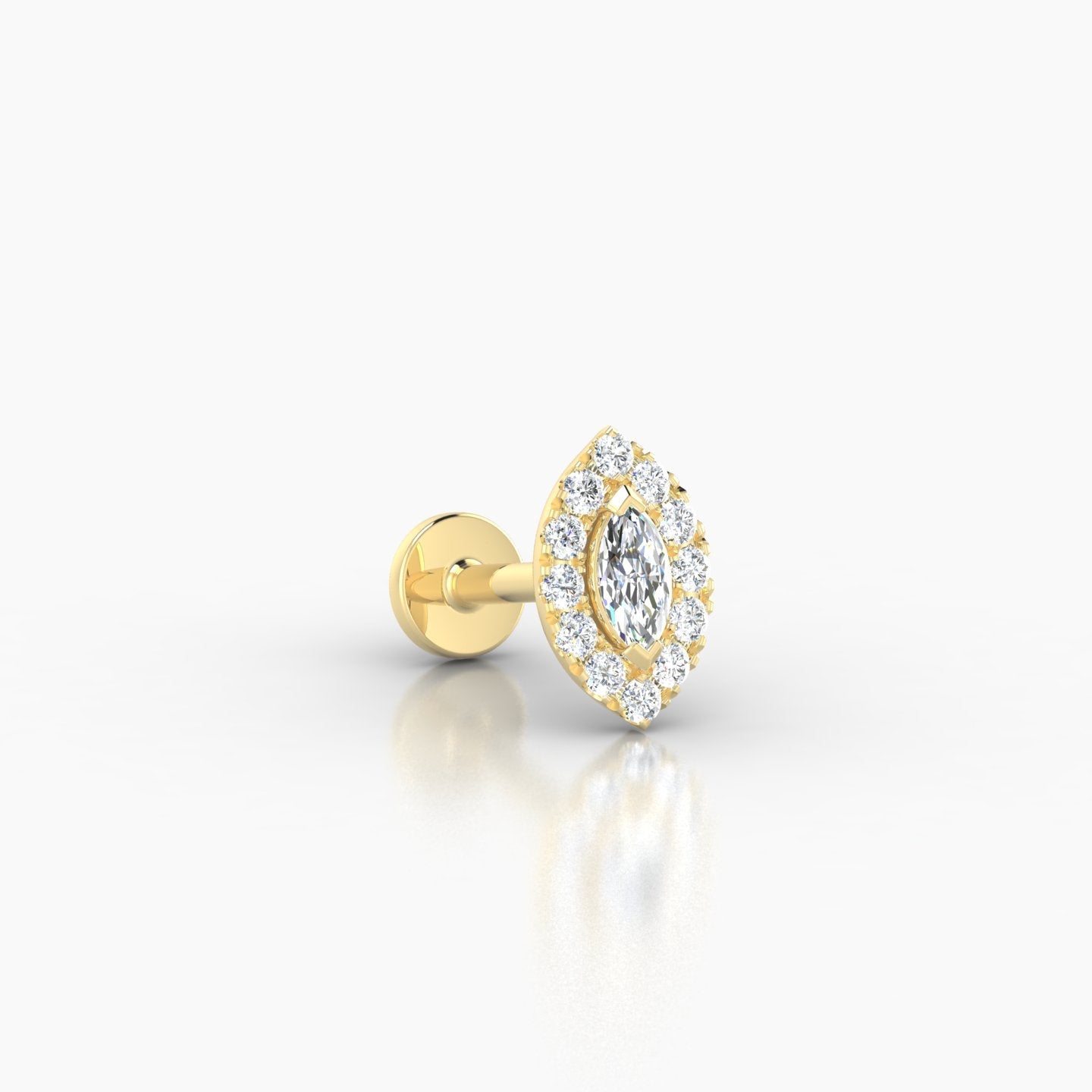 Eirene | 18k Yellow Gold 8 mm 6.5 mm Halo Marquise Diamond Piercing