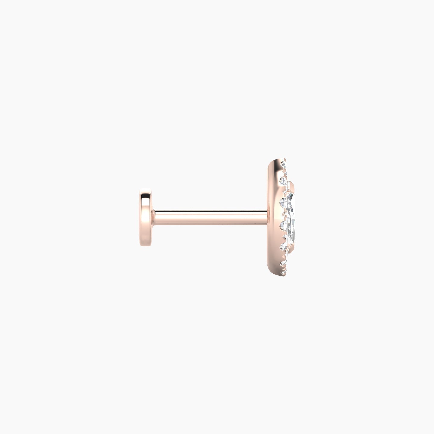 Eirene | 18k Rose Gold 8 mm 6.5 mm Halo Marquise Diamond Piercing