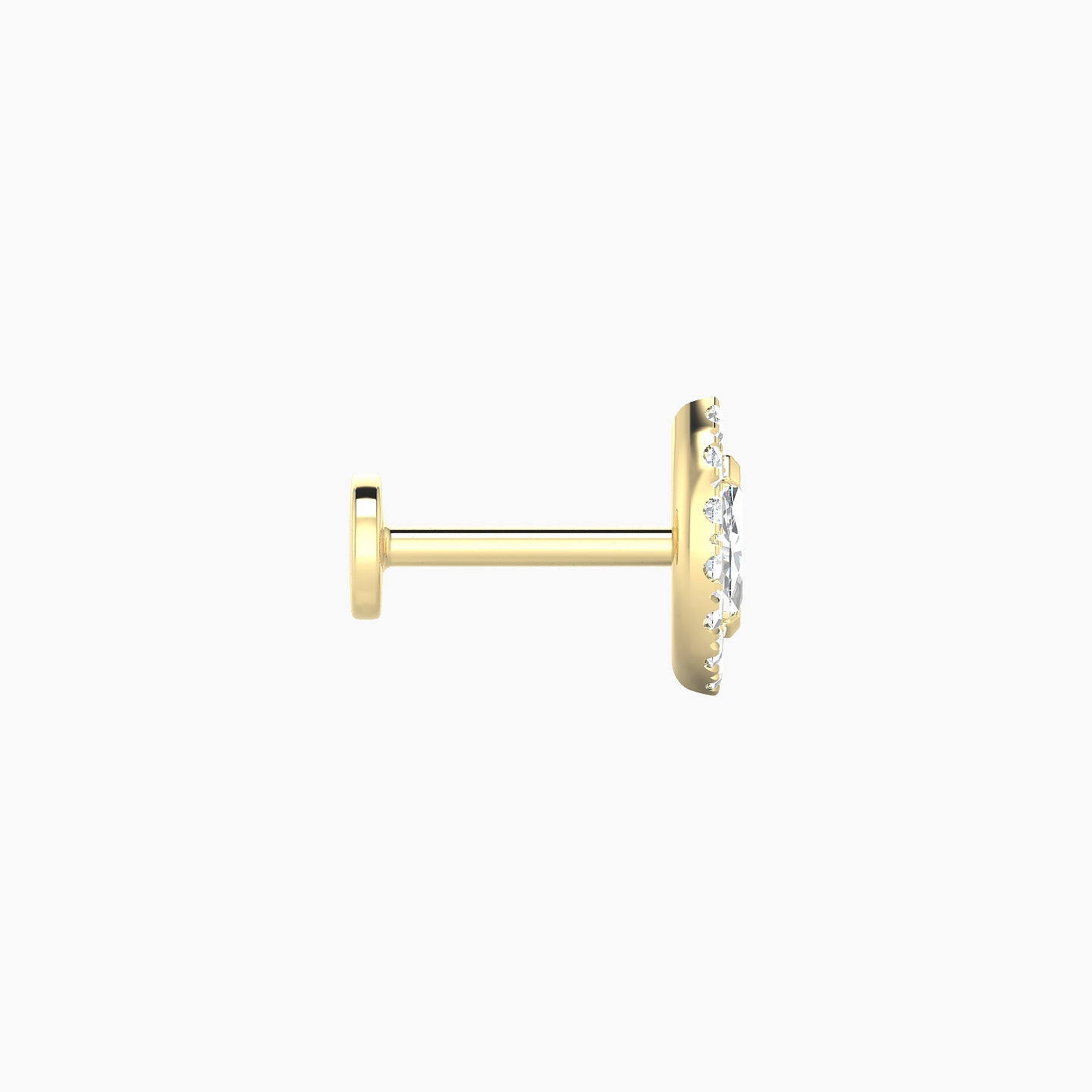 Eirene | 18k Yellow Gold 8 mm 6.5 mm Halo Marquise Diamond Piercing