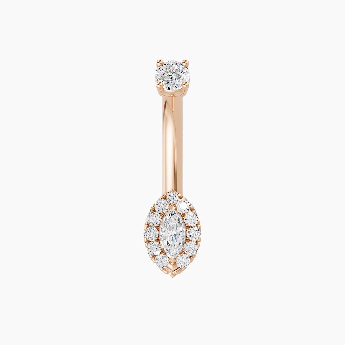 Eirene | 18k Rose Gold 7 mm 8 mm Halo Marquise Diamond Belly Piercing