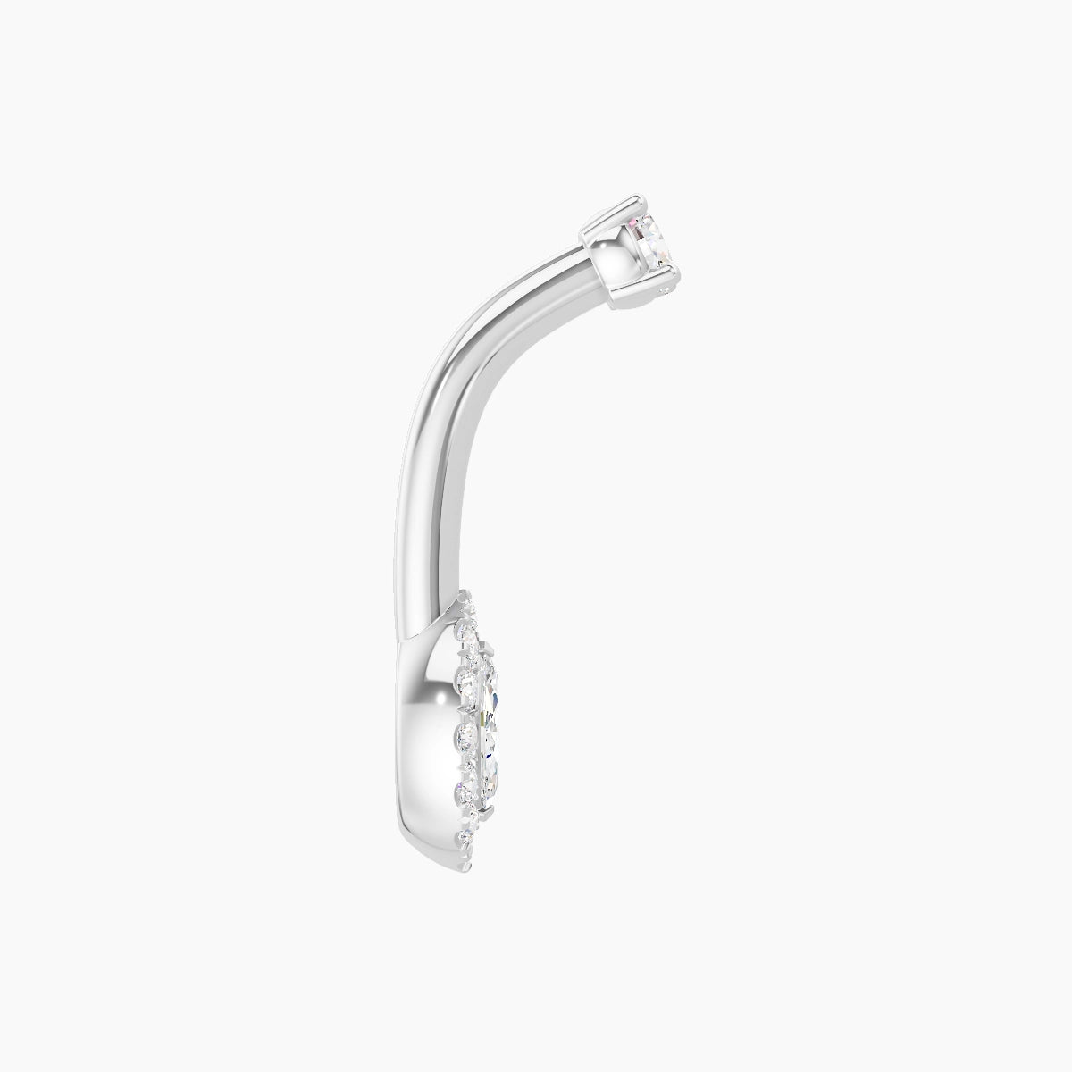 Eirene | 18k White Gold 7 mm 8 mm Halo Marquise Diamond Belly Piercing