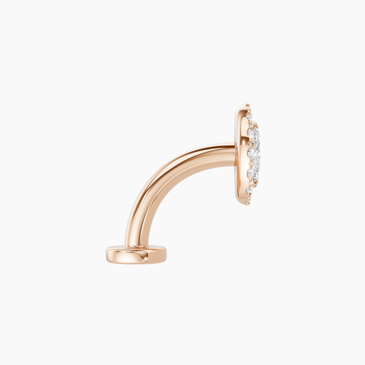 Eirene | 18k Rose Gold 7.5 mm 8 mm Halo Marquise Diamond Floating Navel Piercing