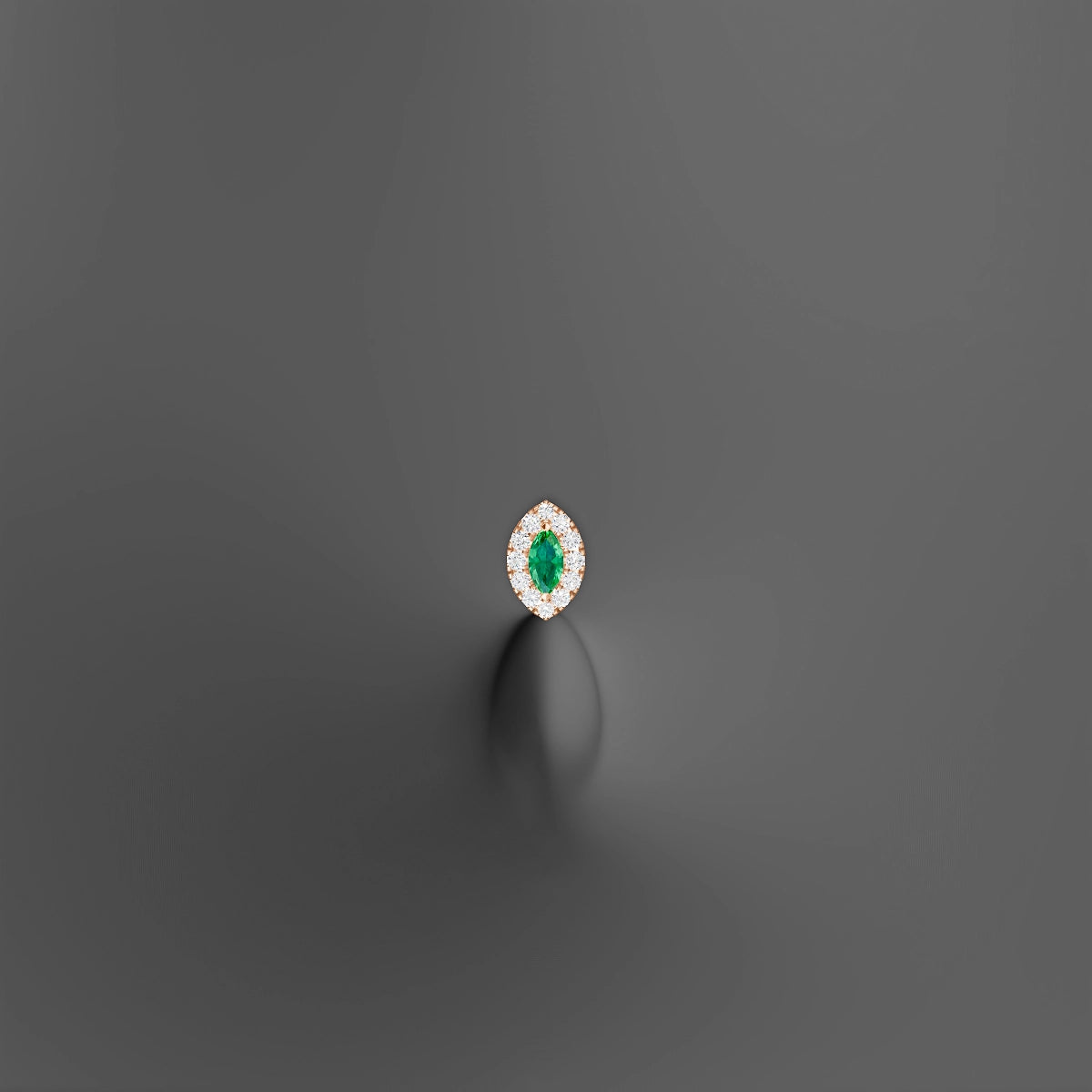 Eirene | 18k Rose Gold 8 mm 7.5 mm Halo Marquise Emerald & Diamond Floating Navel Piercing