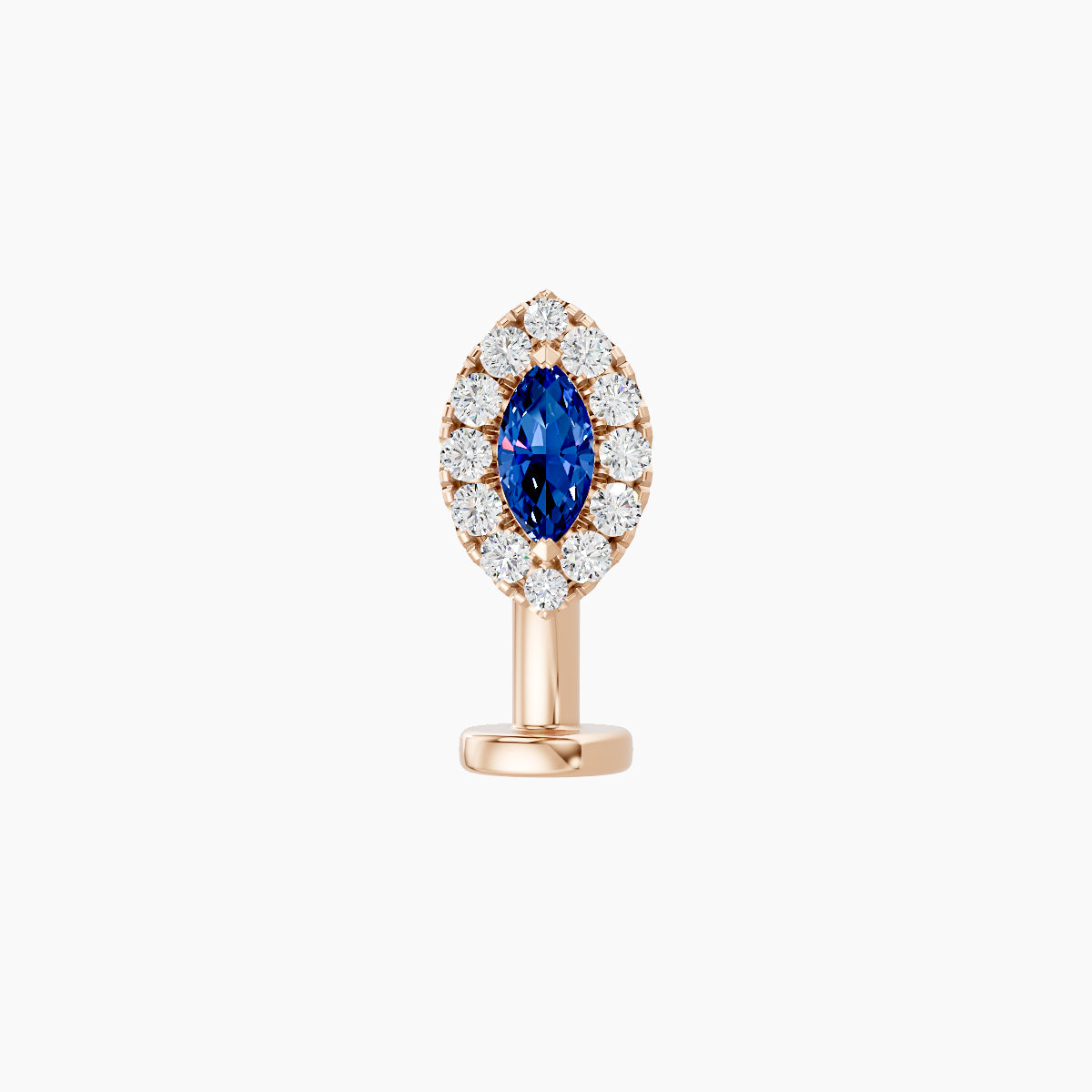 Eirene | 18k Rose Gold 8 mm 7.5 mm Halo Marquise Sapphire & Diamond Floating Navel Piercing