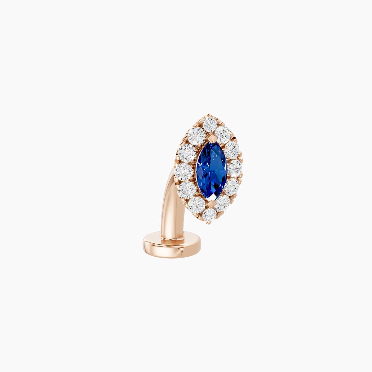 Eirene | 18k Rose Gold 8 mm 7.5 mm Halo Marquise Sapphire & Diamond Floating Navel Piercing