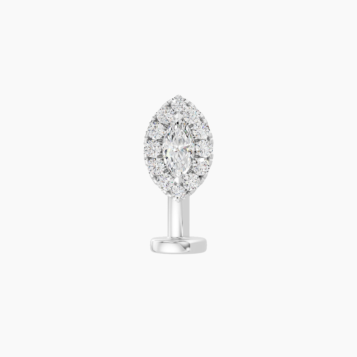 Eirene | 18k White Gold 7.5 mm 8 mm Halo Marquise Diamond Floating Navel Piercing