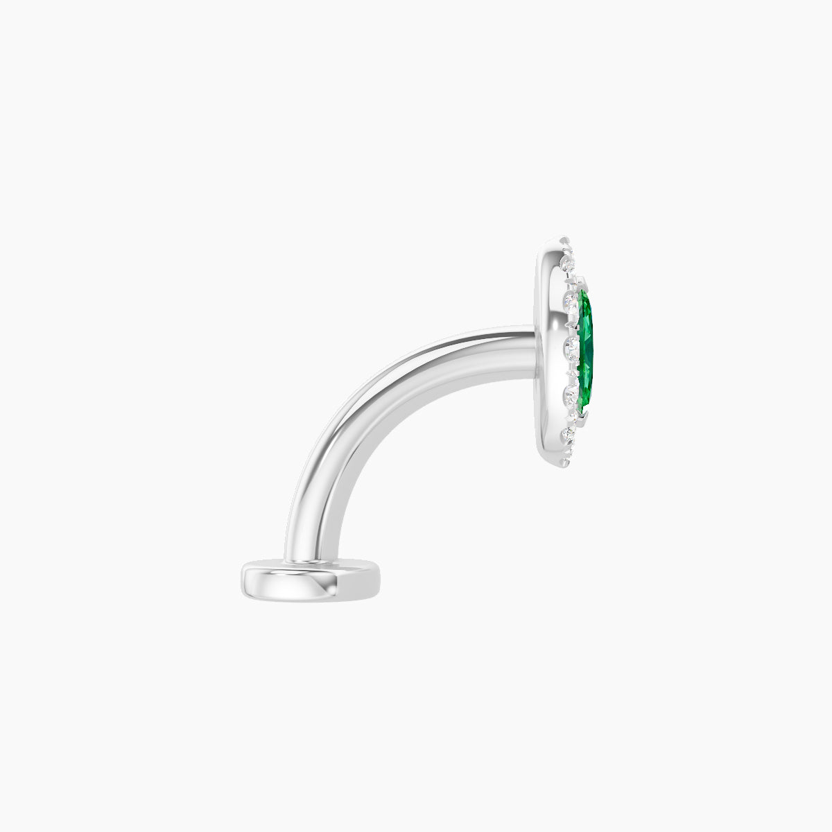 Eirene | 18k White Gold 8 mm 7.5 mm Halo Marquise Emerald & Diamond Floating Navel Piercing