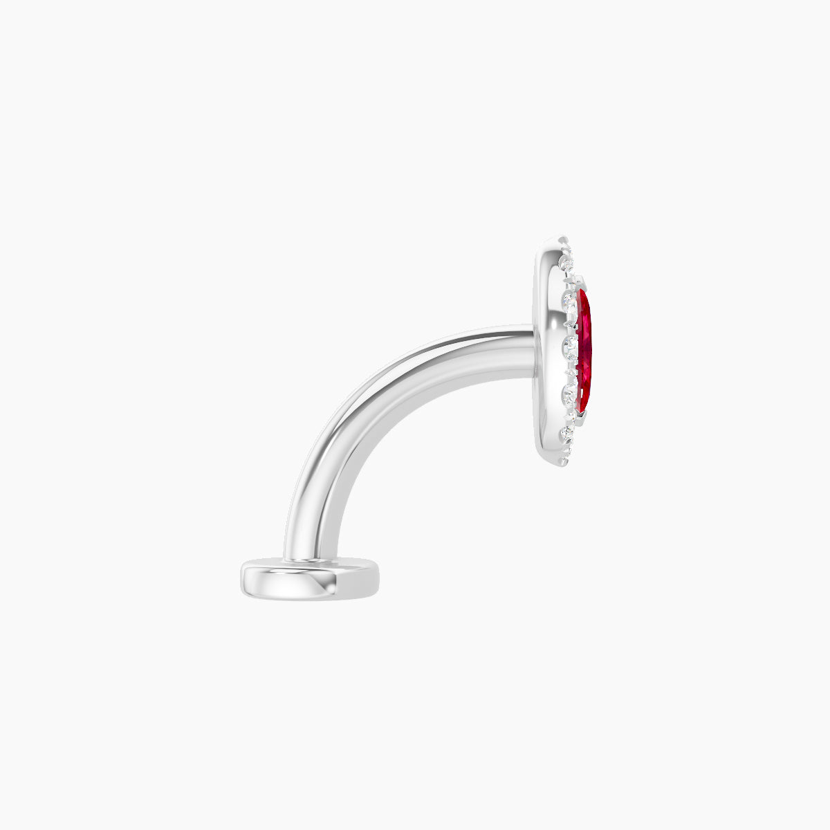 Eirene | 18k White Gold 8 mm 7.5 mm Halo Marquise Ruby & Diamond Floating Navel Piercing