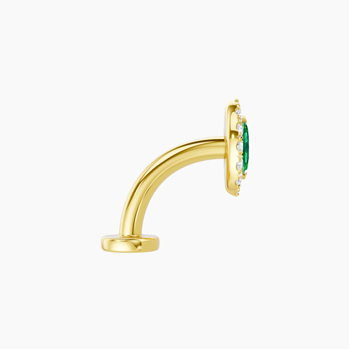Eirene | 18k Yellow Gold 8 mm 7.5 mm Halo Marquise Emerald & Diamond Floating Navel Piercing